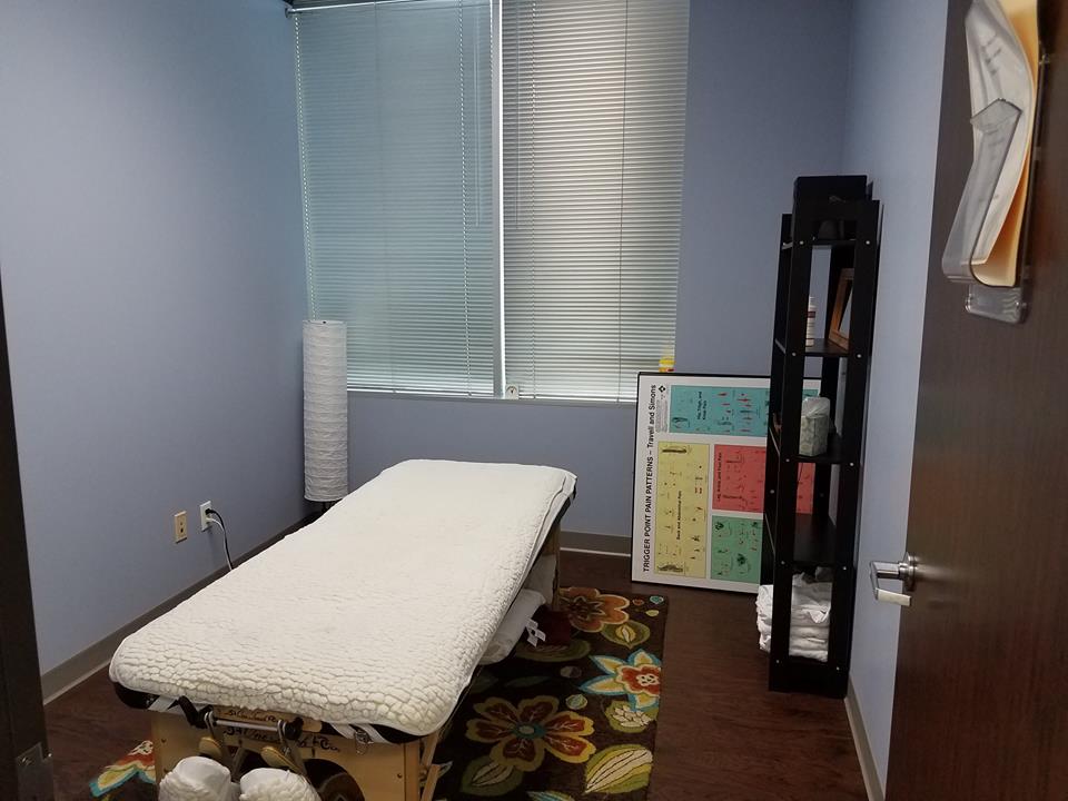 The massage therapy room. Pam, the massage therapist, is awesome! (The posters were not up at the time of this picture... it looks a lot better now!)